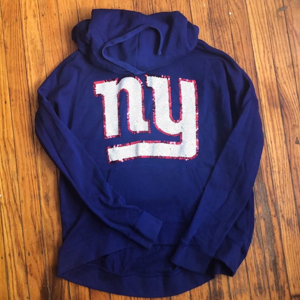 VS PINK NY Giants HighLow Sequin Hoodie Size:M